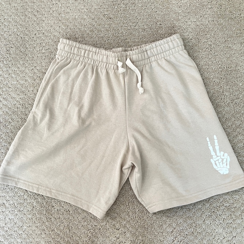 Cream Long Shorts with Peace Sign✌️